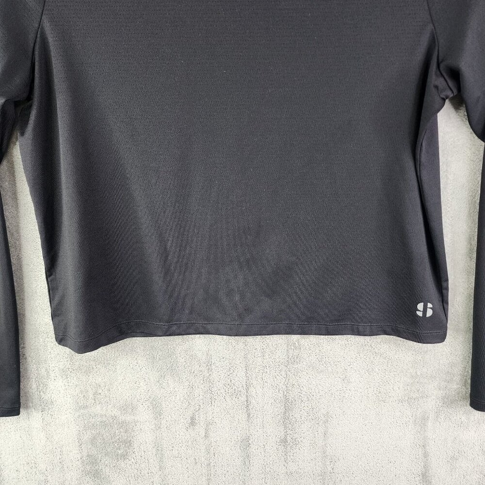 Womens Black Sports Illustrated Open Back Tee Top Shirt Long Sleeve Size XL - Picture 4 of 15